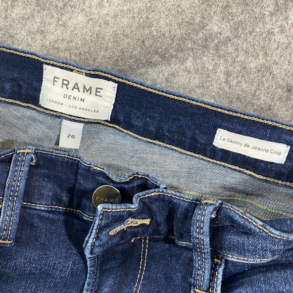 Frame Denim Jeans 26 Blue Le Skinny De Jeanne Crop Mid Rise Bonn - Picture 5 of 10